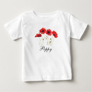 Poppies Red Floral Watercolor Poppy Baby T-Shirt