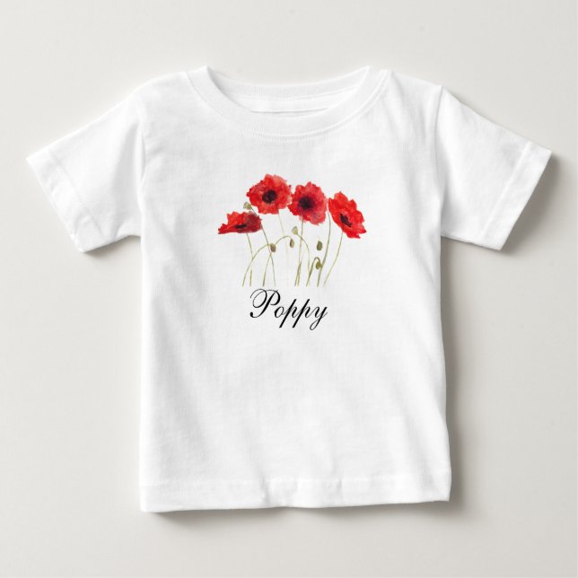 Poppies Red Floral Watercolor Poppy Baby T-Shirt (Front)