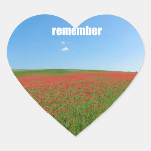 Poppies remember heart sticker