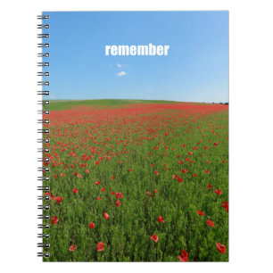 Poppies remember spiral notebook