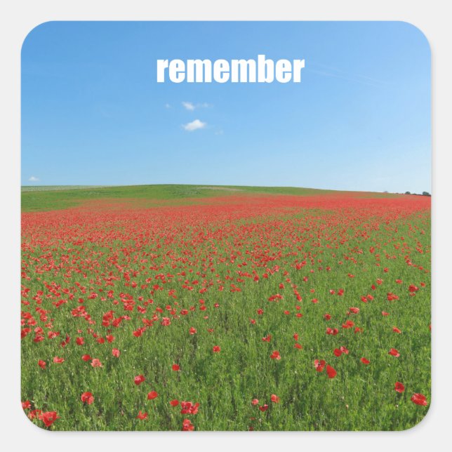 Poppies remember square sticker (Front)