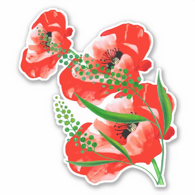Poppies Sticker (Front)