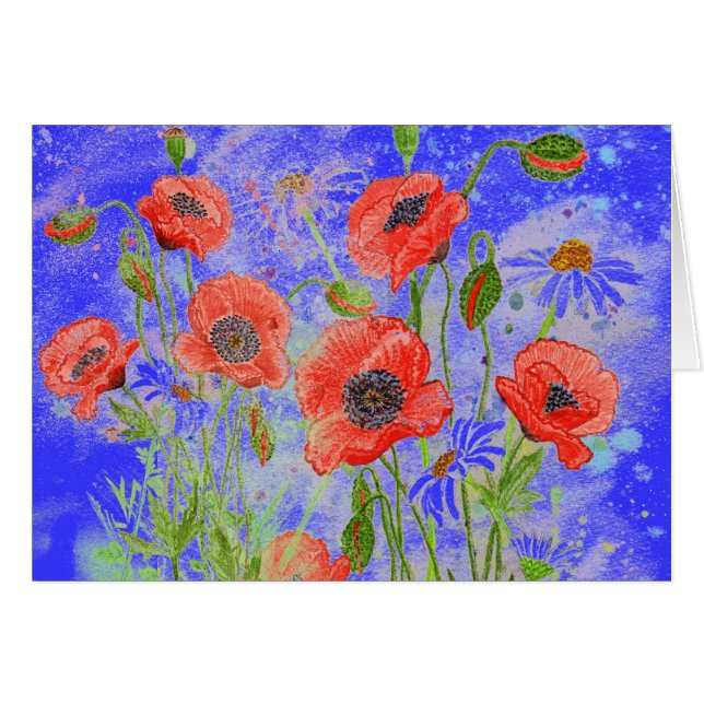 'Poppies Surreal' Card (Front Horizontal)