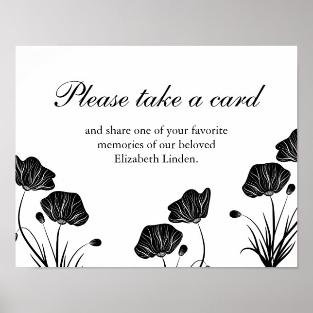 Poppies - Take a Card - Share Memories - Funeral Poster (Front)