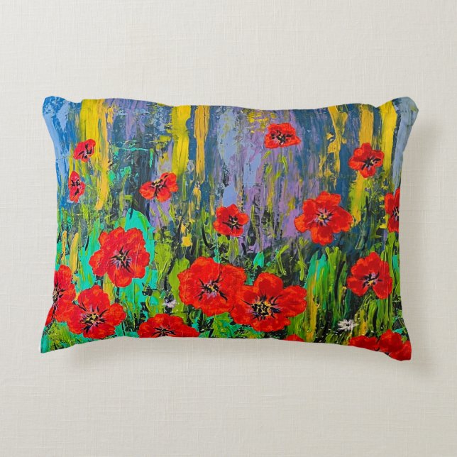 Poppies Throw Pillow (Back)