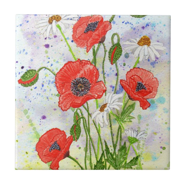 'Poppies' Tile (Front)