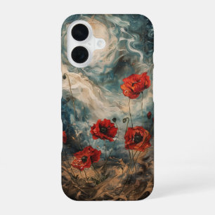Poppies Under a Restless Sky iPhone 16 Case