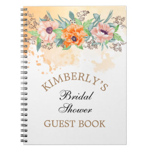 Poppies Watercolor Floral Personalised Guest Book