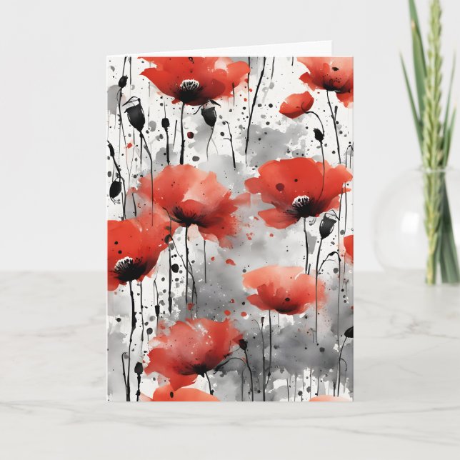 Poppies - Watercolor flowers Card (Front)