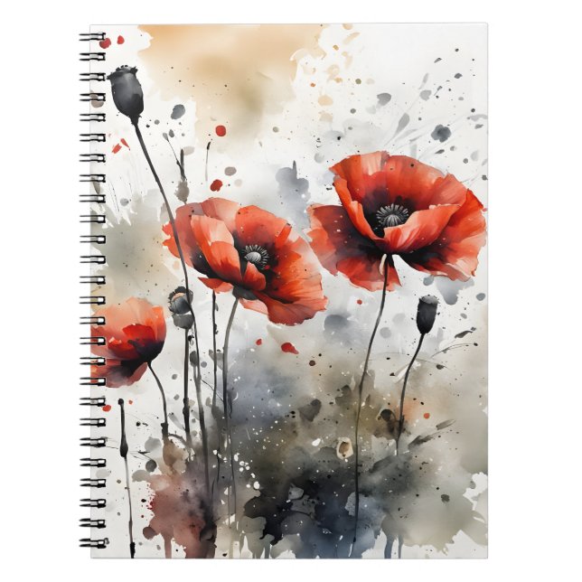 Poppies - Watercolor flowers Notebook (Front)
