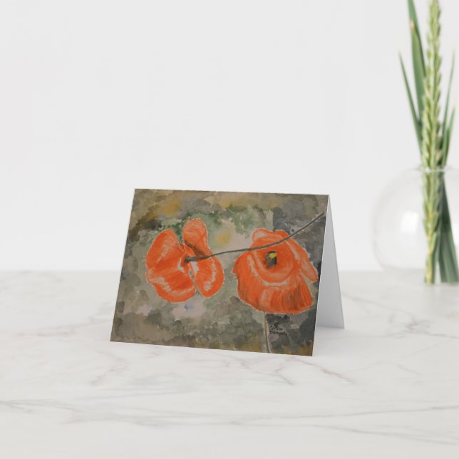Poppies Watercolor Note Card (Front)