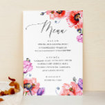 Poppies. Watercolor red floral script wedding Menu<br><div class="desc">Summer botanical floral garden script wedding menu with watercolor red poppies. Suitable for birthday,  anniversary and any other party. Please contact me if you need additional items.</div>