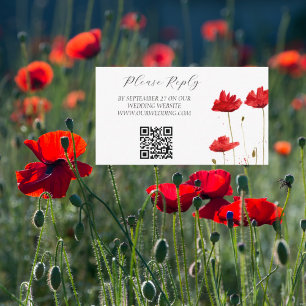 Poppies Watercolor Red Flowers Floral Wedding  Enclosure Card