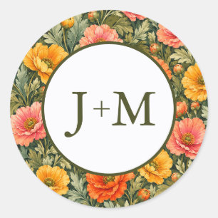Poppies Wedding Classic Round Sticker