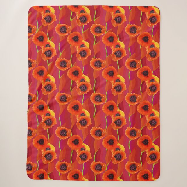 Poppies Will Make Her Sleep Sherpa Blanket (Front)