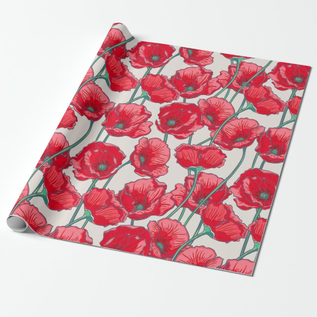 Poppies Wrapping Paper (Unrolled)
