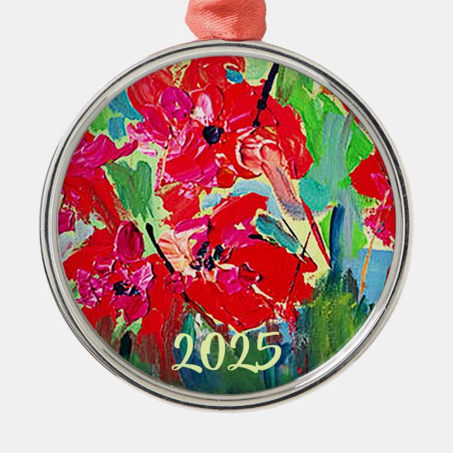 Poppies Year Metal Tree Decoration (Front)