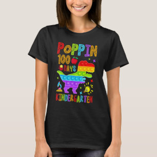 Poppin 100 Days Kindergarten Nursery School Dinosa T-Shirt
