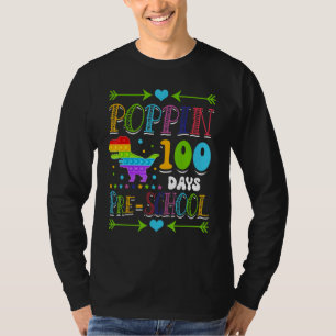 Poppin 100 Days Preschool Dinosaur School T-Rex Di T-Shirt