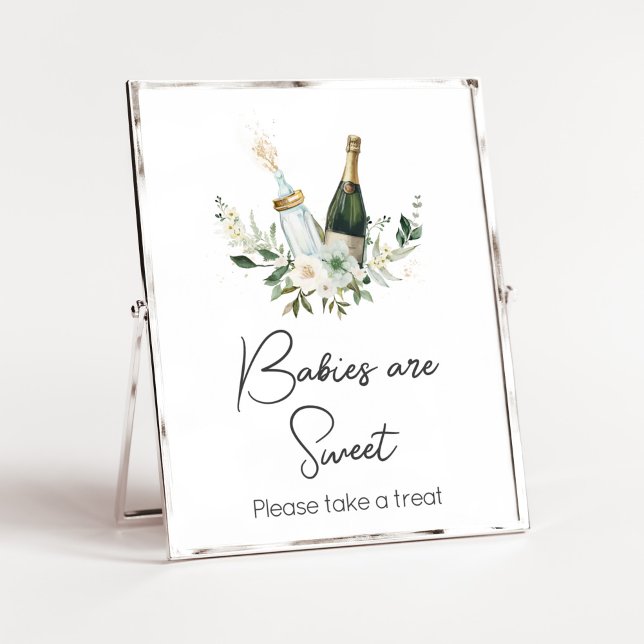 Poppin' Baby Bottles Baby Shower Babies are Sweet Poster (Poppin' Bottles Baby Shower Babies are Sweet Sign)