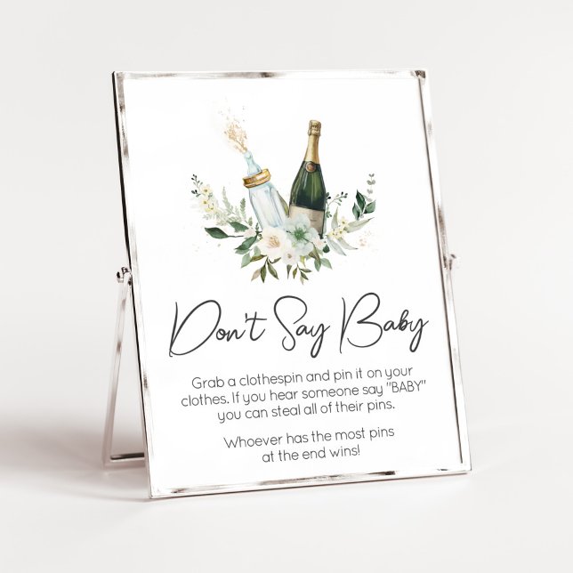 Poppin' Baby Bottles Baby Shower Don't Say Baby Poster (Poppin' Bottles Baby Shower Don't Say Baby Sign )