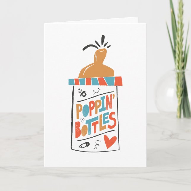Poppin Bottle Funny Baby Shower Card (Front)