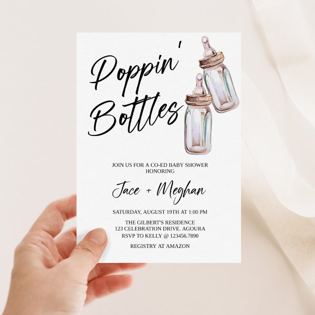 Poppin' Bottles, Baby Shower, A Baby is Brewing Invitation (Creator Uploaded)