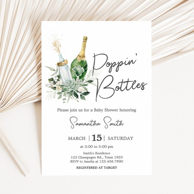 Poppin' Bottles Baby Shower Invitation (Poppin' Baby Bottles Baby Shower Invitation)