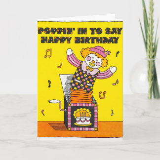 Poppin' In to Say Happy Birthday Letterpress Card