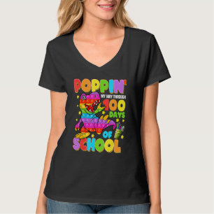 Poppin My Way Through 100 Days Of School Dinosaur  T-Shirt