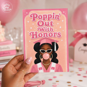 Poppin’ Out With Honours Pink Dark Brown Grad Girl Card