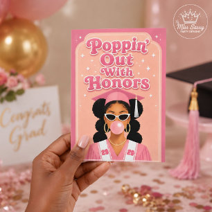 Poppin’ Out With Honours Pink Light Brown Grad Gir Card