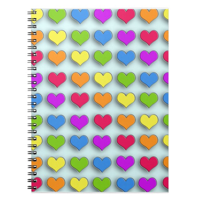 Poppin Retro Hearts Spiral Notebook (Front)