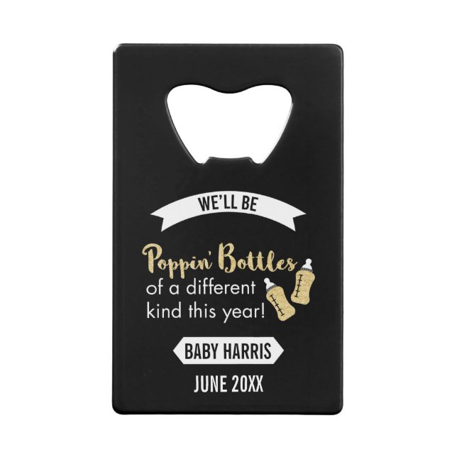 Popping Bottles Happy New Year Baby Announcement (Front)