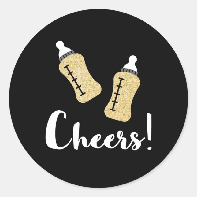 Popping Bottles Happy New Year Baby Announcement Classic Round Sticker (Front)