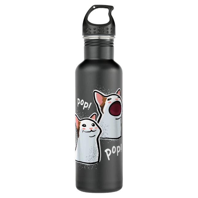 Popping Cat Meme Pop Cat funny PopCat  710 Ml Water Bottle (Front)