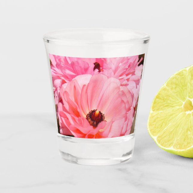 Popping in Pink  Shot Glass (Front)