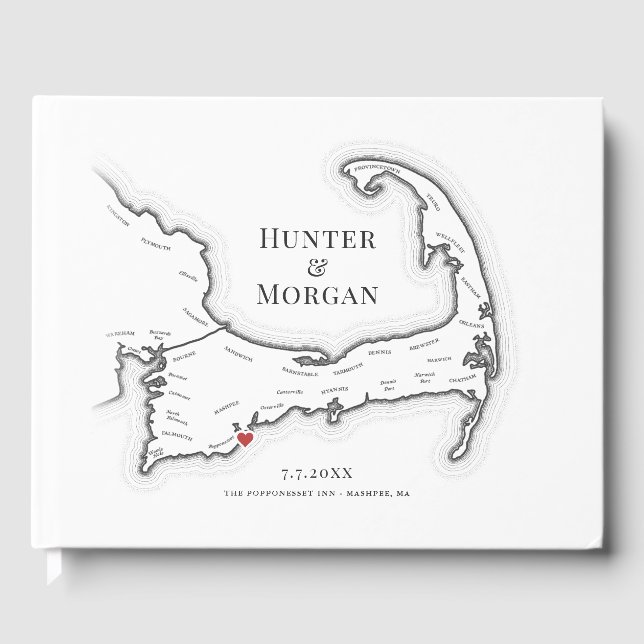 Popponesset Inn Cape Cod Elegant Wedding Guest Book (Front)