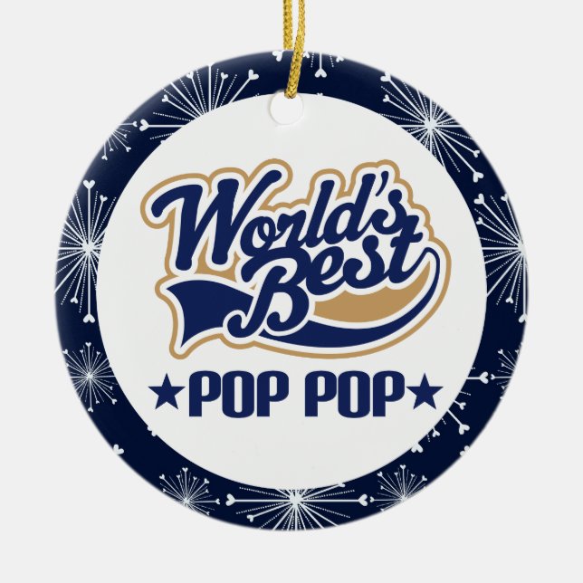PopPop Grandpa (Worlds Best) Christmas Gift Ceramic Tree Decoration (Front)