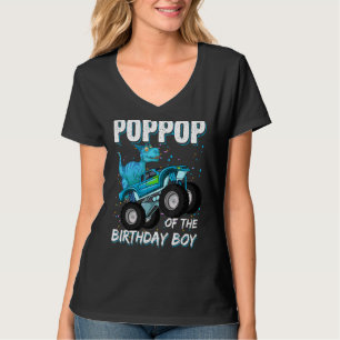 Poppop Of The Birthday Boy Trex Dinosaur Monster T-Shirt