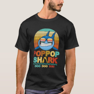 Poppop Shark Retro Grandpa Fathers Day Gift T-Shirt