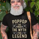 POPPOP | The Man The Myth The Legend Father's Day T-Shirt<br><div class="desc">Grandfather is the Man The Myth and the Legend! This awesome quote shirt is perfect for Grandparents Day,  Father's Day,  birthdays,  or celebrating a new grandpa or grandpa. The design features the saying "POPPOP | The Man The Myth The Legend" in distressed grey and white lettering.</div>