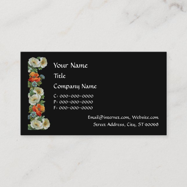 Poppy and Cornflowers Floral Art Business Cards (Front)