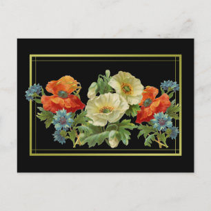 Poppy and Cornflowers Vintage Floral Postcard