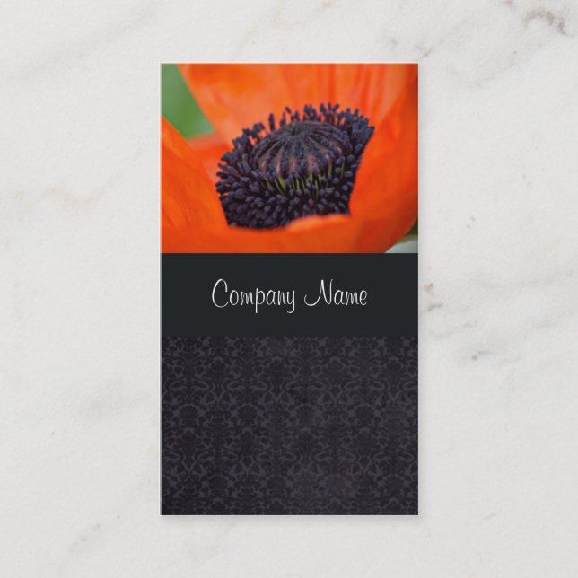 Poppy and Dark Damask Business Card (Front)