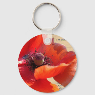 Poppy and Ephemera Digital Art Key Ring