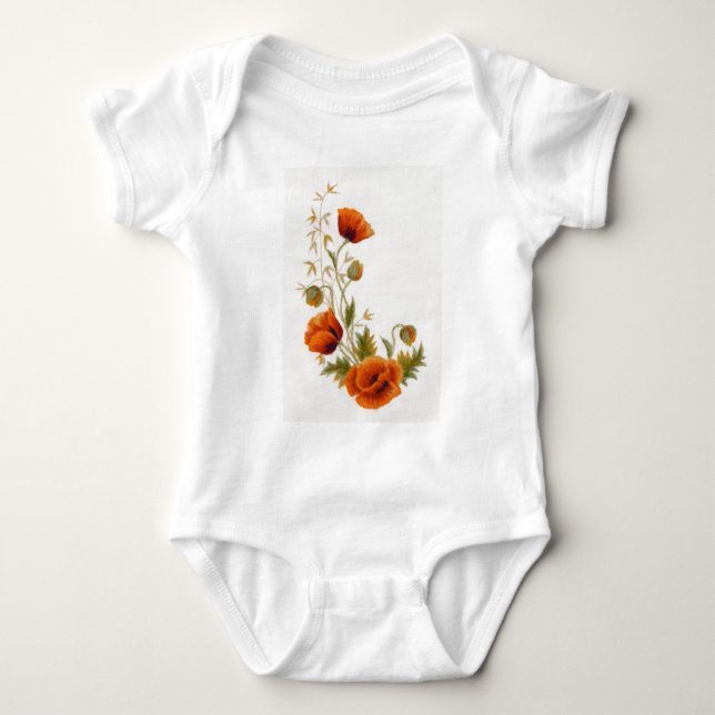 Poppy art baby bodysuit (Front)