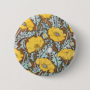 Poppy Art Illustration Flower Nouveau  6 Cm Round Badge