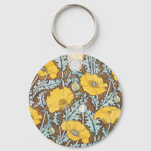 Poppy Art Illustration Flower Nouveau  Key Ring
