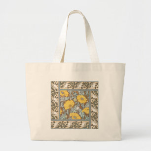 Poppy Art Illustration Flower Nouveau Large Tote Bag